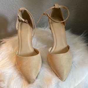 Beige suede heels for sale